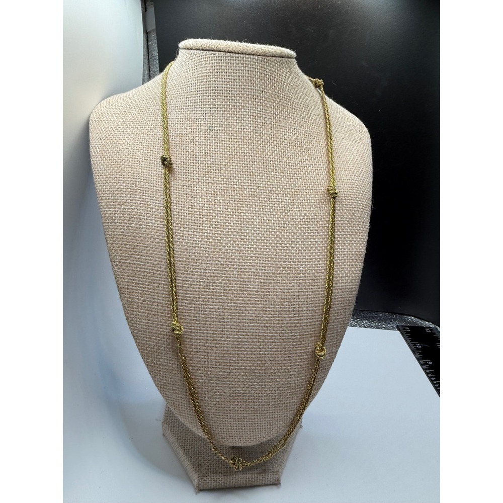 Vintage Gold‎ Tone Multi Strand Knotted Rope Chain Long Necklace 36 Inch